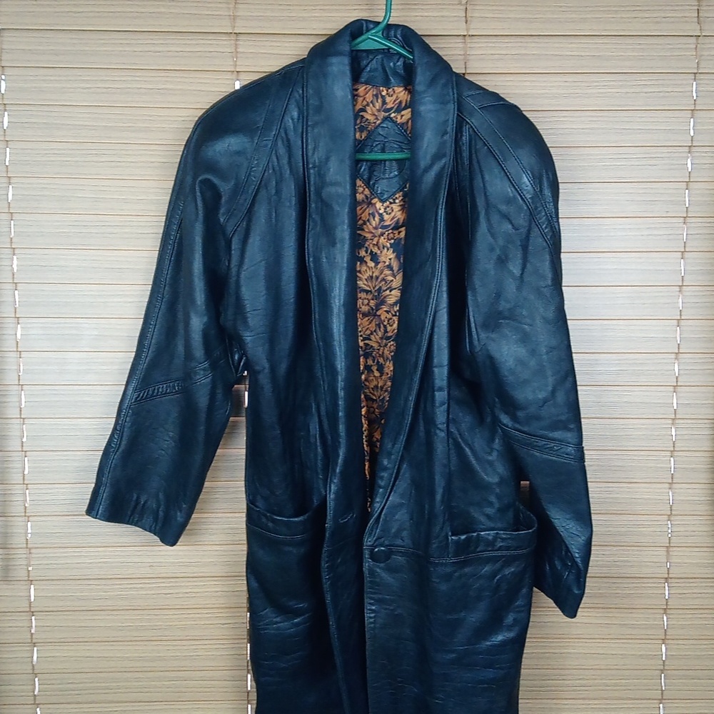 Vintage Jacqueline Ferrar Heavy Leather Lined Long Coat